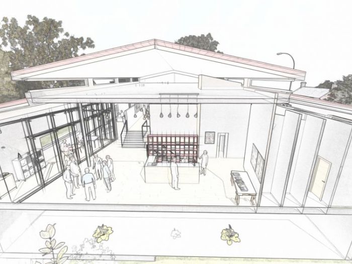 Archisio - Andrea Sorci Natural Living - Progetto Progetto definitivo- ipotesi progetto di ripristino di un capannone a borghetto flaminio rm per la sede museale della fondazione