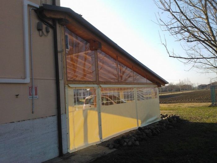 Archisio - Vz Strutture In Legno - Progetto Porticato con chiusure perimetrali in pvc scorrevoli