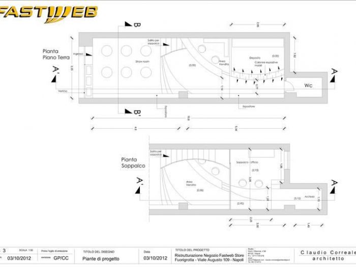 Archisio - Claudio Correale - Progetto Progettazione preliminare per la realizzazione del nuovo punto vendita e assistenza fastweb