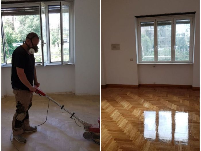 Archisio - Parquettista Roma - Progetto Restauro parquet massello con levigatura e verniciatura