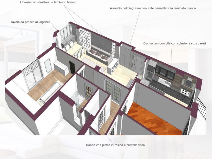 Archisio - Mc Rendering Solution - Progetto restyling fresco e moderno di un ambiente spento e vetusto
