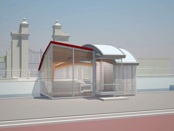 Archisio - Aldo Canepone - Progetto Nuovo padiglione di ingresso al piano strada di un edificio di abitazioni sul fronte mare