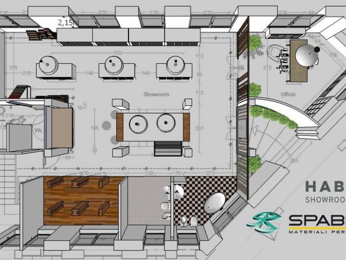 Archisio - Intrecciodilinee Creative Design Studio - Progetto Progettazione uffici e spazio vendita spaberg - arese