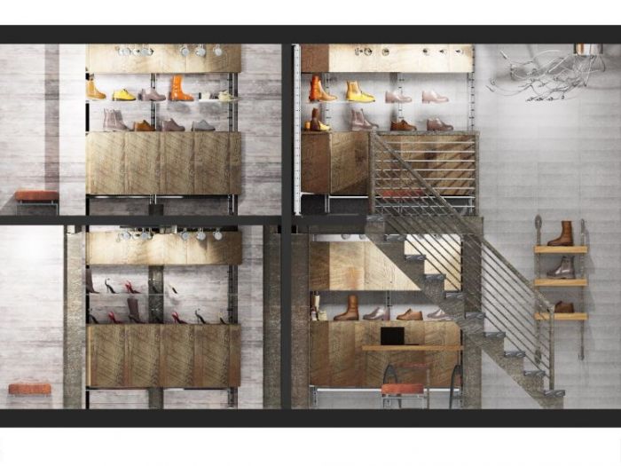 Archisio - Michele Mele - Progetto Negozio stile industrial-vintage