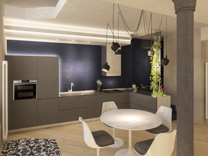 Archisio - Michelevolpi Studio Interior Design - Progetto Blu notte per una zona giorno