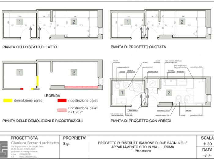 Archisio - Gianluca Ferranti - Progetto Due bagni in 10 mq roma
