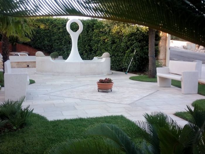 Archisio - Antica marmeria manghisi srl - Progetto Scalinata esterna villa monofamiliare arredo giardino