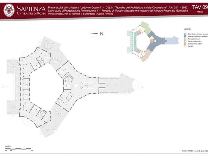 Archisio - Alessia Rinnone - Progetto Rifunzionalizzazione albergo rosso di i Sabbatini quartiere garbatella roma