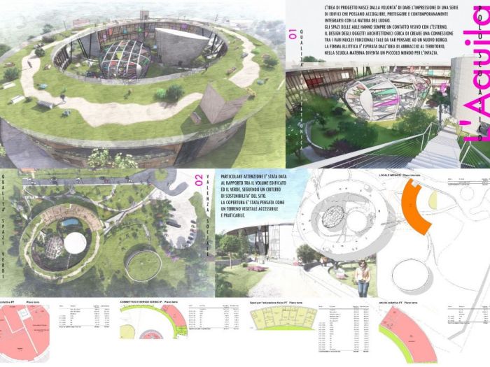 Archisio - Andrea Sorci Natural Living - Progetto Polo scolastico - concorso internazionale- 1 fase -laquila