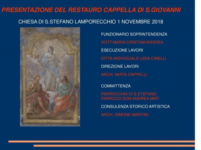 Archisio - Mirta Cappelli - Progetto Restauro cappella s Giovanni evangelista chiesa s Stefano in lamporecchio