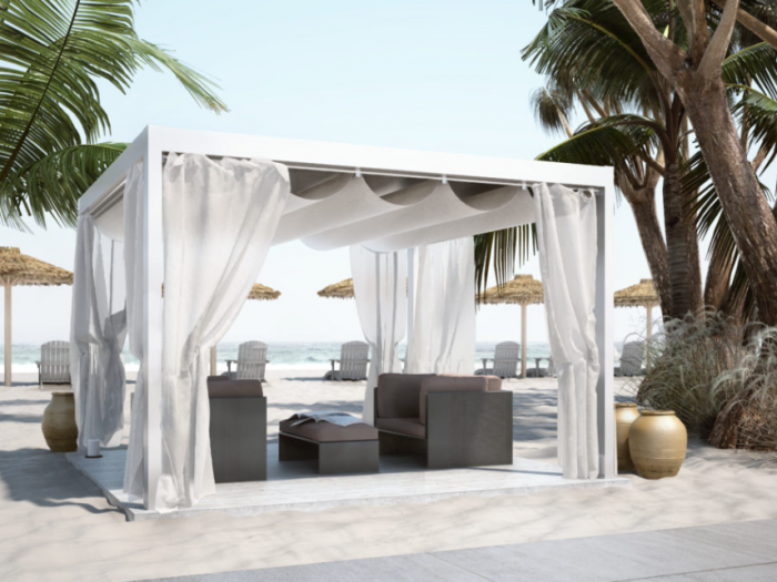 Archisio - Idea Tenda - Progetto Strutture autoportanti addossate pergolati