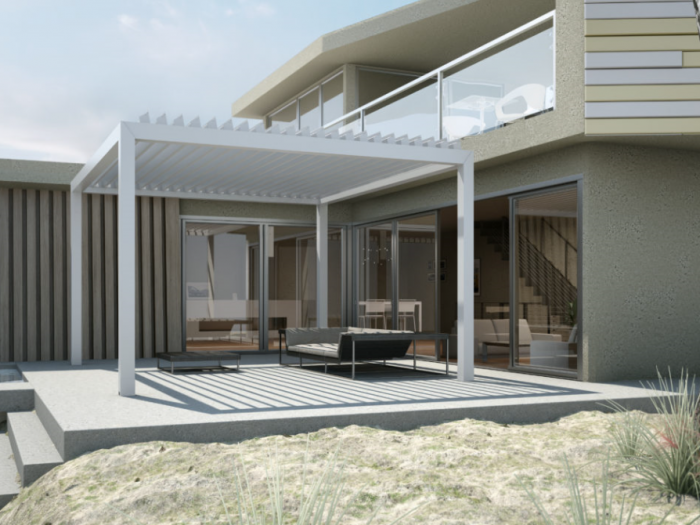 Archisio - Idea Tenda - Progetto Strutture autoportanti addossate pergolati