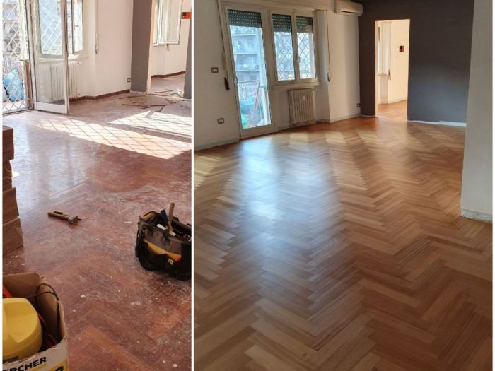 Archisio - Parquettista Roma - Progetto Restauro parquet massello con levigatura e verniciatura