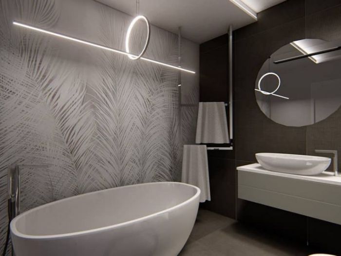 Archisio - Dalila Ferrara - Progetto Bagno con carta da parati