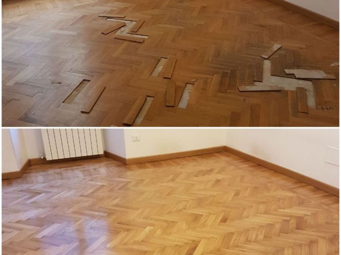 Archisio - Parquettista Roma - Progetto Restauro parquet massello con levigatura e verniciatura