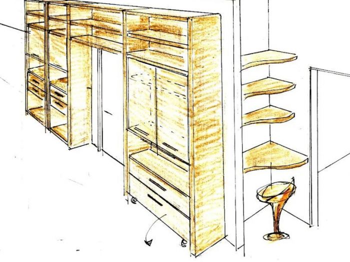 Archisio - Studioa2 - Progetto Parete attrezzata attraversabile di soggiorno-studio
