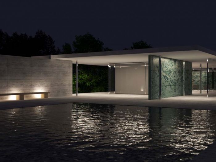 Archisio - Startrender - Progetto Padiglione tedesco mies van der rohe