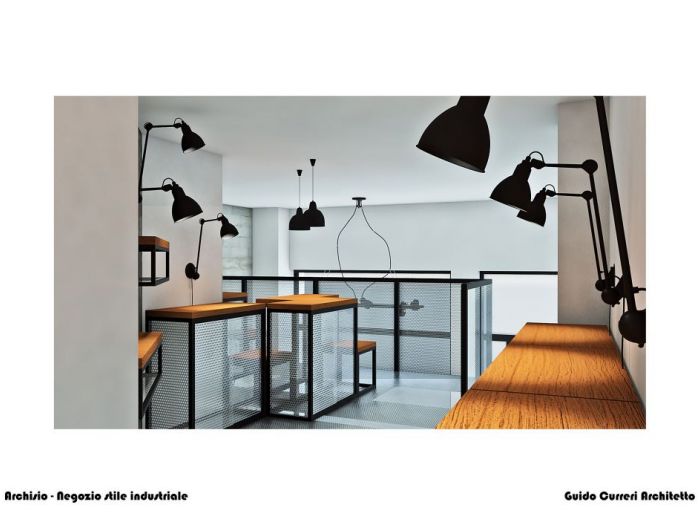 Archisio - Guido Curreri - Progetto 1 classificato - concorso di architettura di interni negozio stile industriale