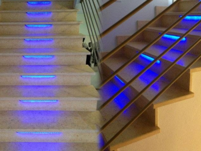 Archisio - Sm Elettrotecnica Di M Spanu Impianti Elettrici Impianti Tv Antifurti - Progetto Neon inserite nelle scali di marmo