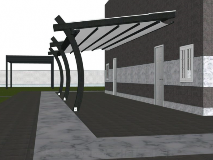 Archisio - Idea Tenda - Progetto Strutture autoportanti addossate pergolati