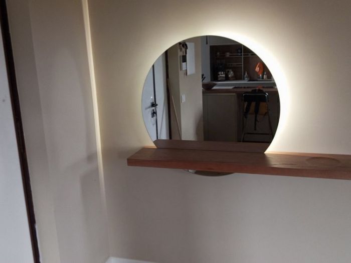 Archisio - Arte Del Legno 86 Snc - Progetto Mensola sospesa con specchio retroilluminato