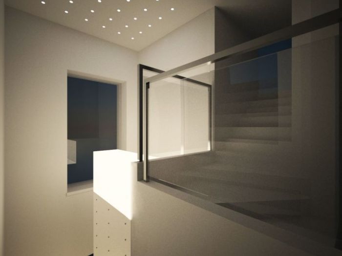 Archisio - Chiara Santi - Progetto Studio tridimensionale di scala in acciaio e pietra e illuminazione