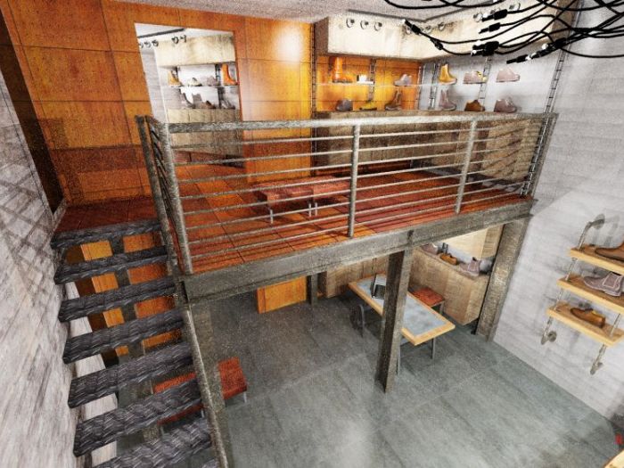 Archisio - Michele Mele - Progetto Negozio stile industrial-vintage