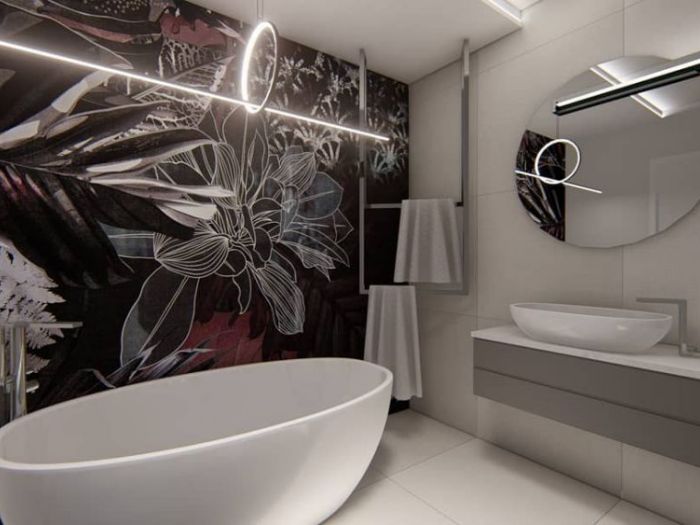 Archisio - Dalila Ferrara - Progetto Bagno con carta da parati