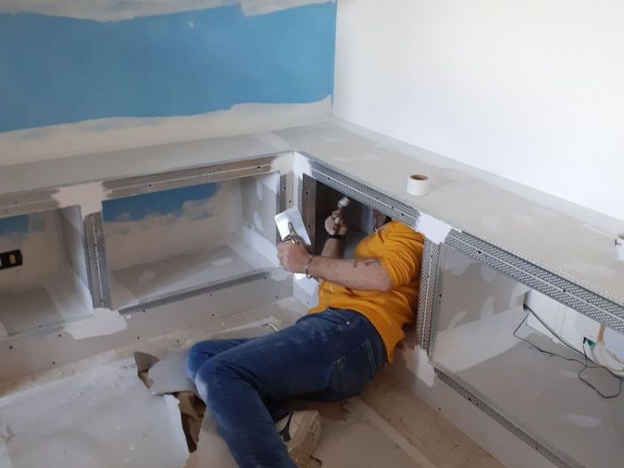 Archisio - Mani Srl Ristrutturazini - Progetto Parete attrezzata in cartongesso zona vitinia roma