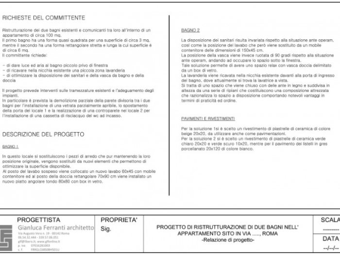 Archisio - Gianluca Ferranti - Progetto Due bagni in 10 mq roma