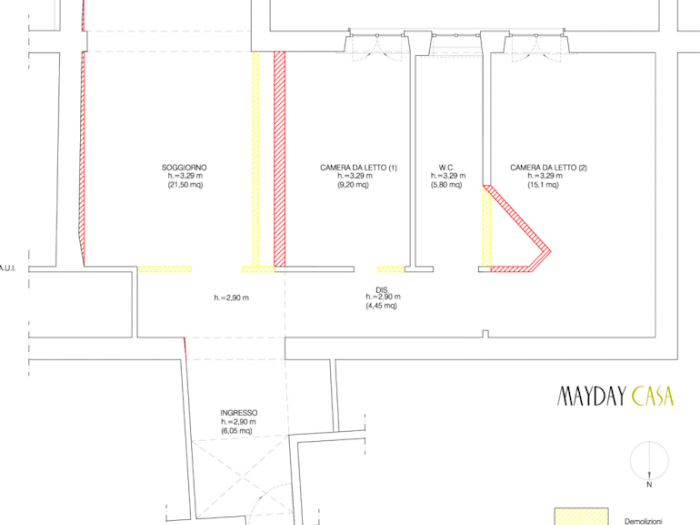 Archisio - Azzurra Lorenzetto - Progetto Due camere e un living in 70 mq