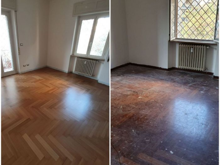 Archisio - Parquettista Roma - Progetto Schiaritura parquet massello iroko