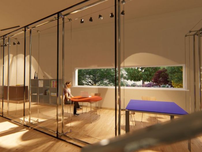 Archisio - Andrea Sorci Natural Living - Progetto Ipotesi progetto di ripristino di un capannone a borghetto flaminio rm per la sede museale della fondazione