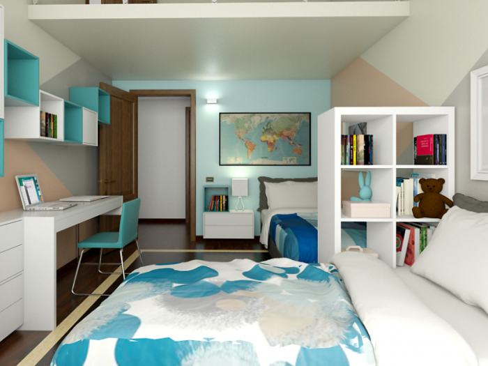 Archisio - Antonella Favalli - Progetto Cameretta per due sorelle con arredamenti ikea