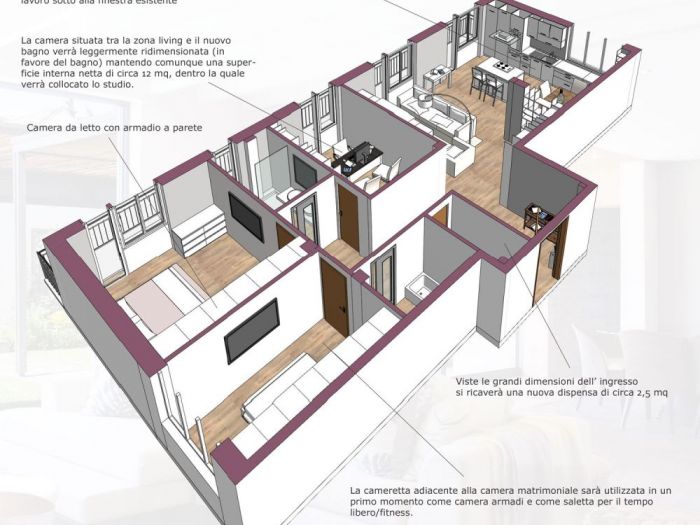 Archisio - Mc Rendering Solution - Progetto un immenso open-space da 50 mq