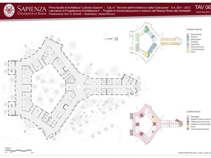 Archisio - Alessia Rinnone - Progetto Rifunzionalizzazione albergo rosso di i Sabbatini quartiere garbatella roma