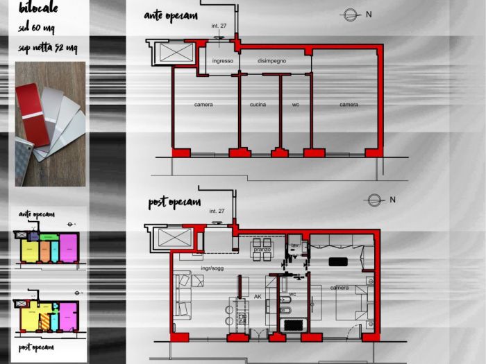 Archisio - Monica De Amicis - Progetto Ristrutturazione appartamento 50mq