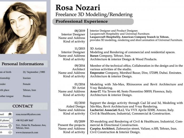 Archisio - Rosa Nozari - Progetto Professional cv