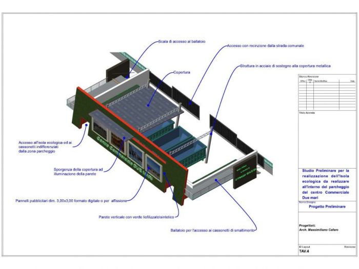 Archisio - Massimiliano Cafaro - Progetto Schizzo di progetto per la realizzazione isola ecologica