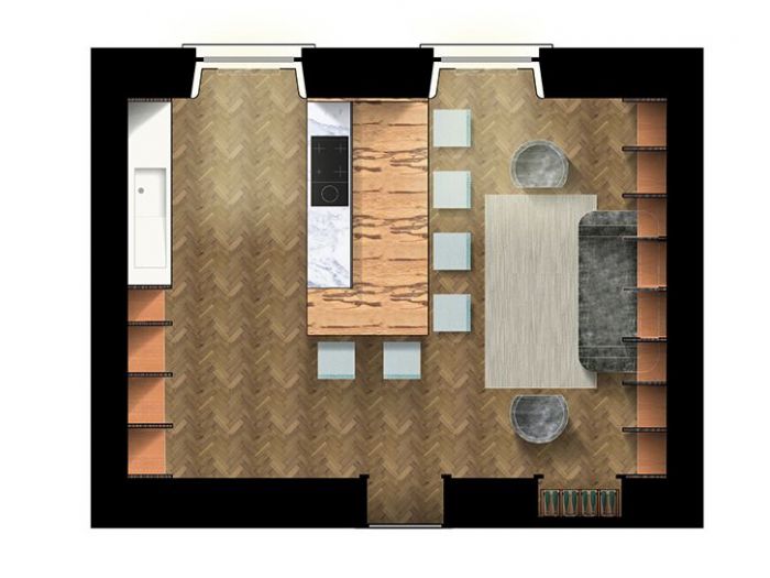 Archisio - Edoardo Sborchia - Progetto Zona giorno in appartamento milanese