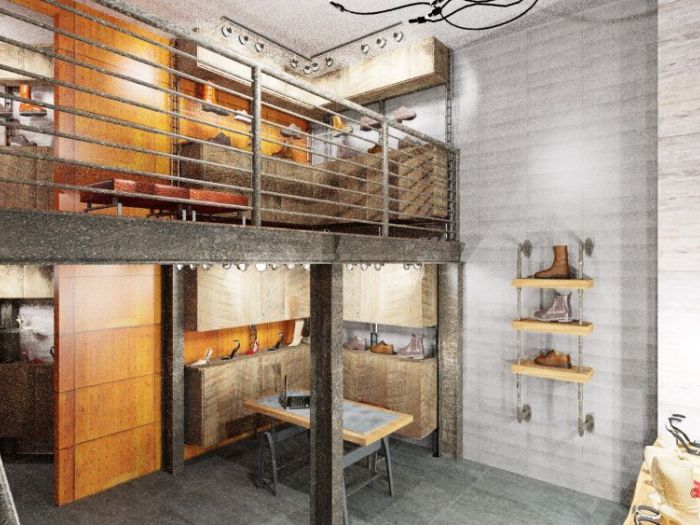 Archisio - Michele Mele - Progetto Negozio stile industrial-vintage