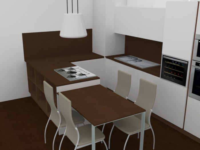 Archisio - Alessio Miccio - Progetto Cucina marrone e bianca