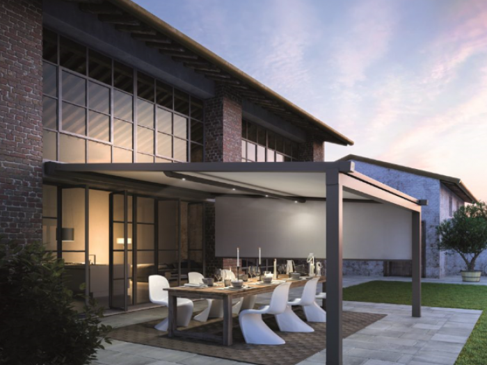 Archisio - Idea Tenda - Progetto Strutture autoportanti addossate pergolati