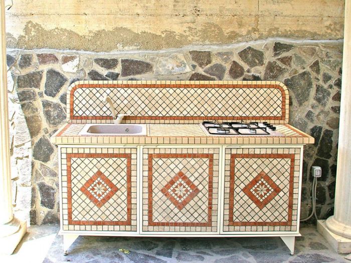 Archisio - Il Fauno Mosaici - Progetto Cucine per esterno