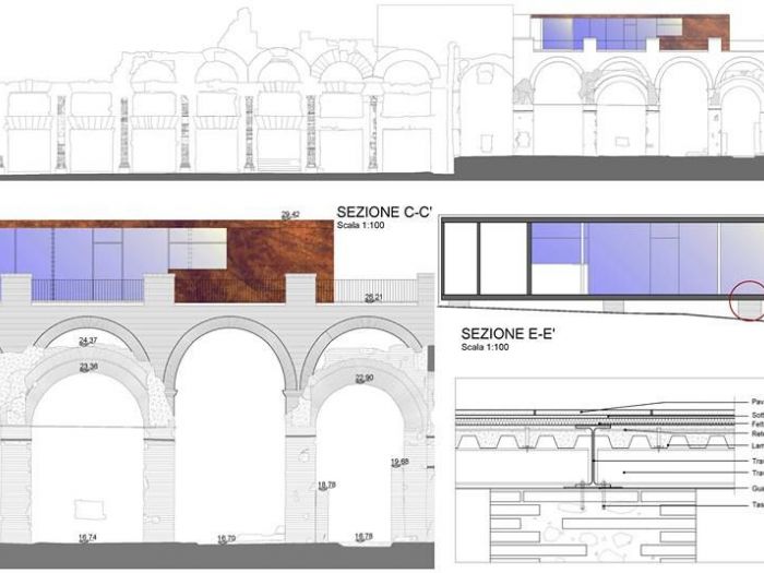 Archisio - Gianpaolo Vacca - Progetto Progetto longe bar su basilica argentaria - fori imperiali