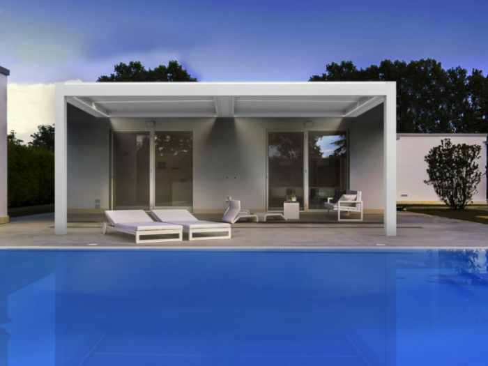 Archisio - Idea Tenda - Progetto Strutture autoportanti addossate pergolati