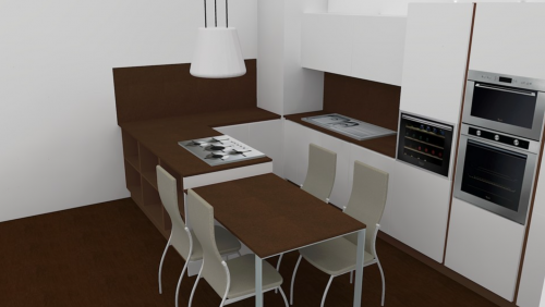 Archisio - Alessio Miccio - Progetto Cucina marrone e bianca