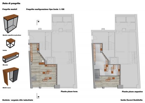 Archisio - Guido Curreri - Progetto 1 classificato - concorso di architettura di interni negozio stile industriale