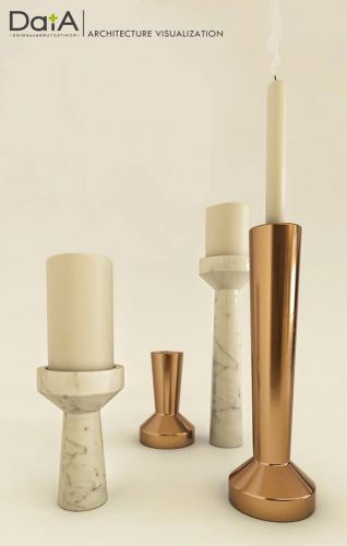 Archisio - Data Design And Architecture - Progetto Candelabri carrara e rame satinato