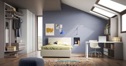 Archisio - Evi Arredamenti - Progetto Camerate per ragazzi e cabina armadio a vista